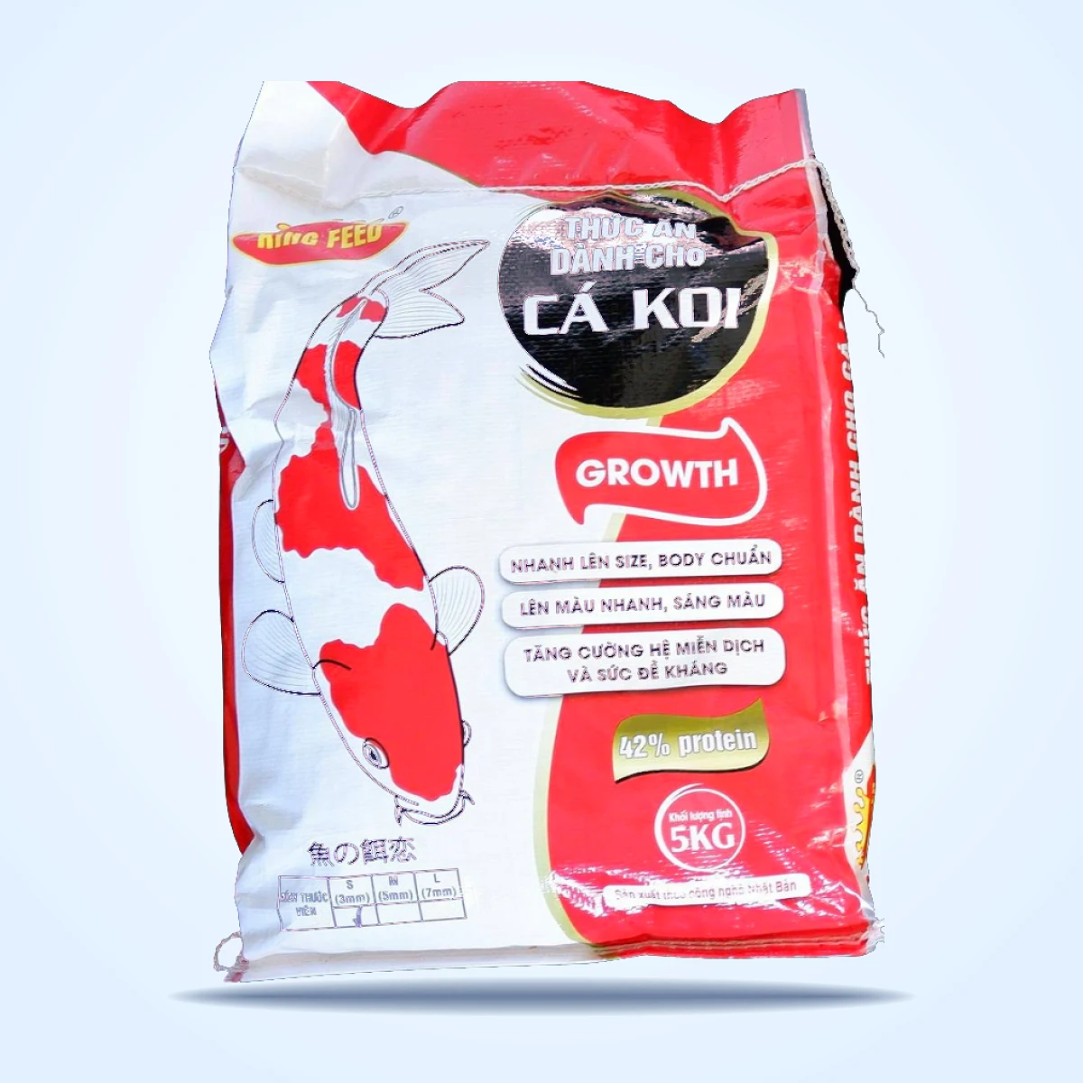 [5Kg] Cám cá koi King Feed 42% đạm - Tăng trưởng nhanh - Lên mầu đẹp