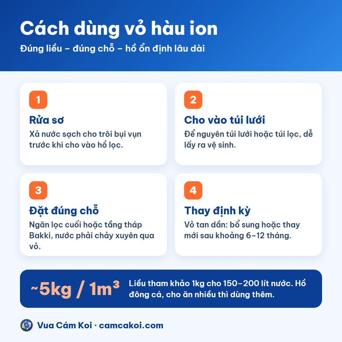 [5Kg] Vỏ hàu ion lọc hồ cá Koi – Giữ pH ổn định, nuôi vi sinh - ảnh 2